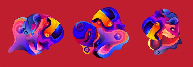 Abstraktes flüssiges Form-Fluid IIustration Set