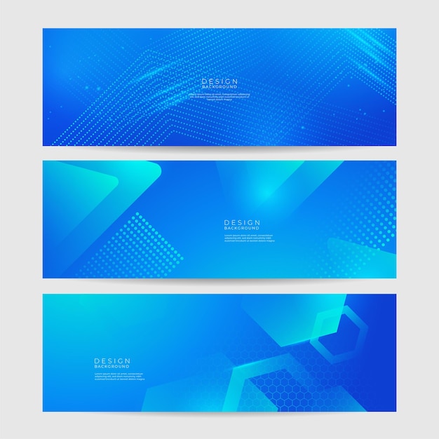 Abstraktes geometrisches blaues breites Hintergrundbanner-Layout-Design Geschäftspräsentationsbanner mit blauer geometrischer Form Blaues abstraktes Vektorlanges Banner Minimaler Hintergrund mit Kopierraum für Text