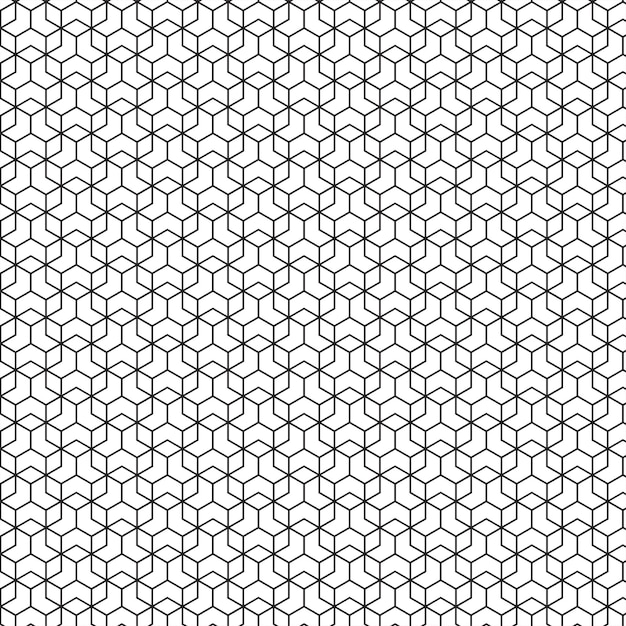 Abstraktes geometrisches, ineinander verknüpftes monochromes Hexagonmuster Vektorvorlage