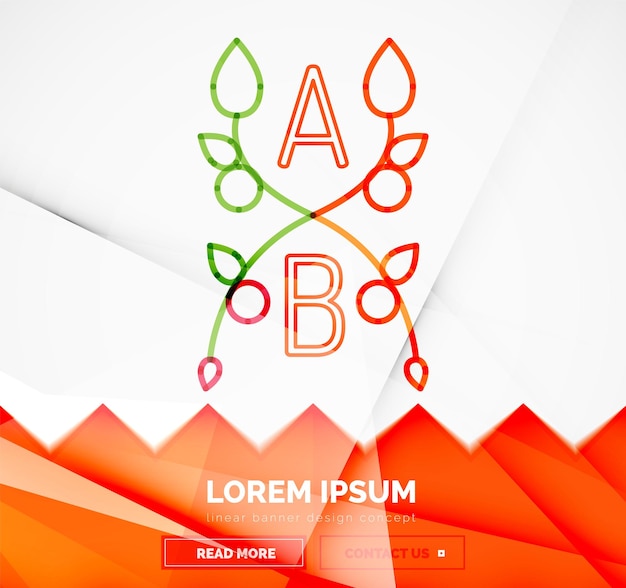 Abstraktes geometrisches lineares Hipster-Blumensymbol-Rahmendesign im flachen Stil Banner