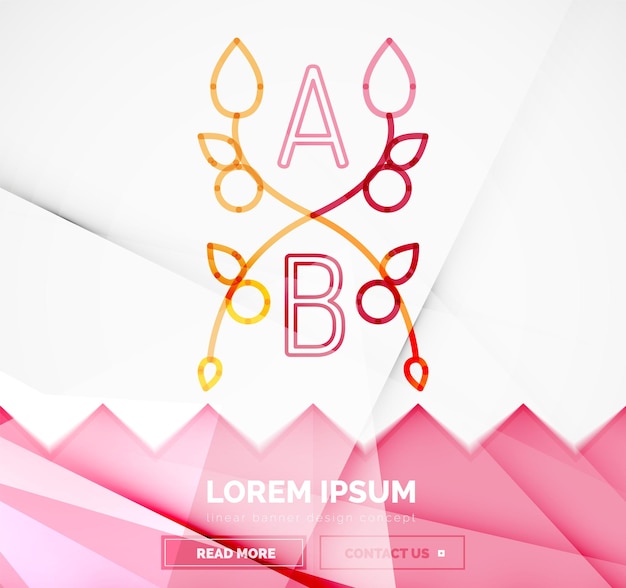 Abstraktes geometrisches lineares Hipster-Blumensymbol-Rahmendesign im flachen Stil Banner
