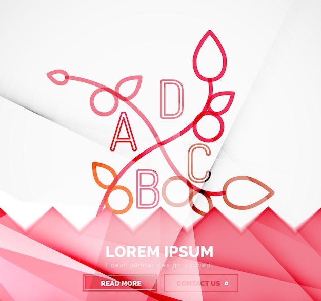 Abstraktes geometrisches lineares Hipster-Blumensymbol-Rahmendesign im flachen Stil Banner