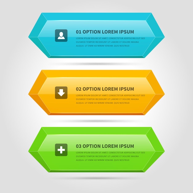 Abstraktes geometrisches polygonales horizontales infographic schema blockiert realistischen vorlagenvektor 3d