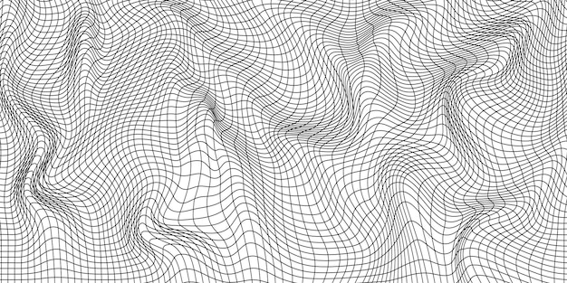 Abstraktes gewelltes 3d-mesh auf weißem hintergrund geometrische dynamische welle 3d-technologie wireframe vektorillustration