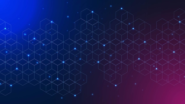 Abstraktes hexagonales Muster mit Verbindung der Punkte Globales Netzwerkverbindungs-Hintergrunddesign