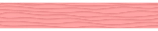 Abstraktes horizontales banner aus wellenlinien mit schatten in rosa farben