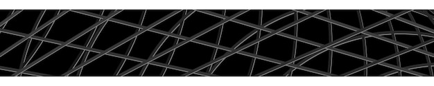 Abstraktes horizontales banner oder hintergrund von sich kreuzenden linien in schwarzen farben.