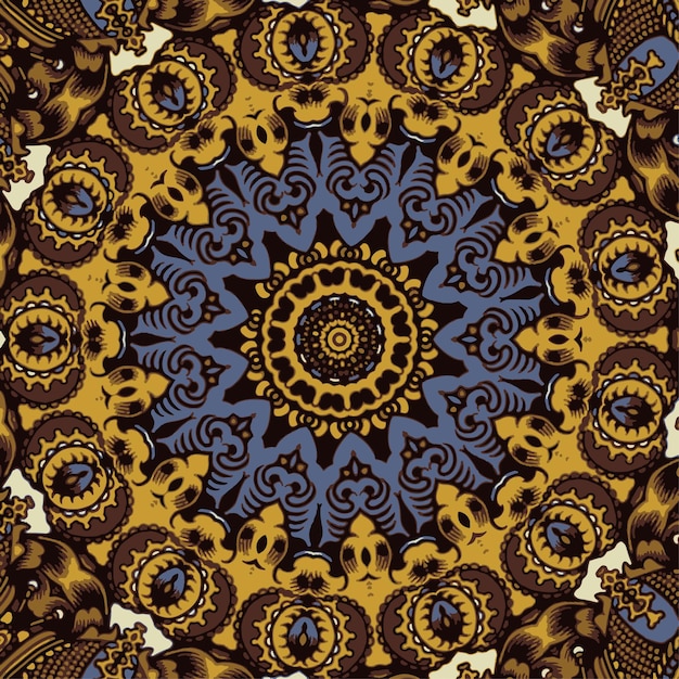 Abstraktes indisches Muster mit bunter Mandala-Vektorschablone für Textilteppich