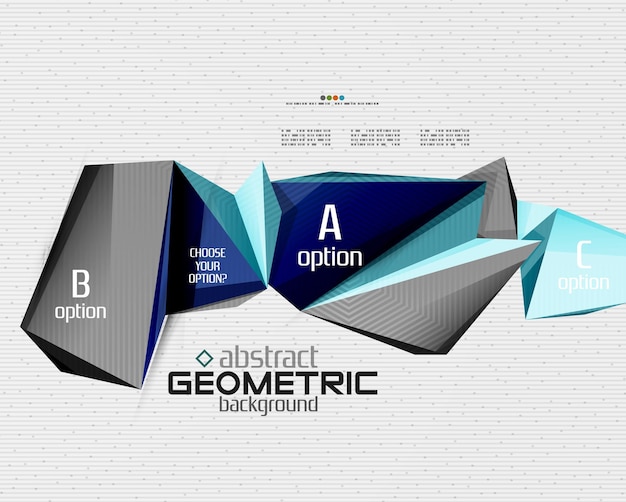 Abstraktes Infobanner mit geometrischem Papierstil der Optionen
