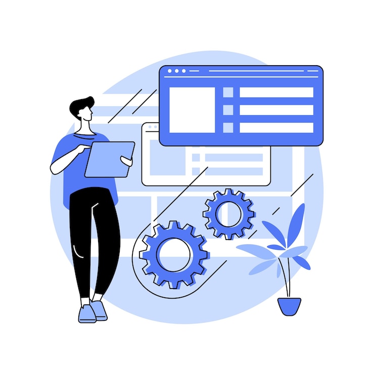 Vektor abstraktes konzept der website-wartung, vektorillustration