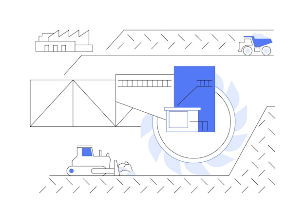 Abstraktes konzept des tagebaus, vektorgrafik