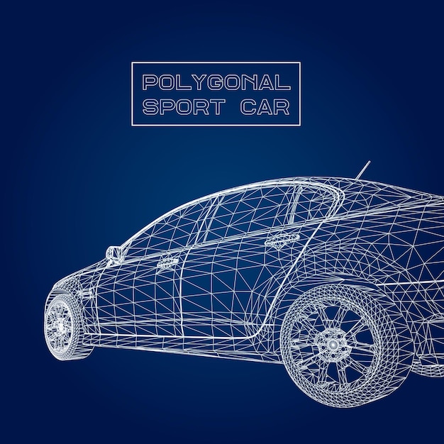 Abstraktes kreatives konzept vektorhintergrund des 3d-automodells sportwagen