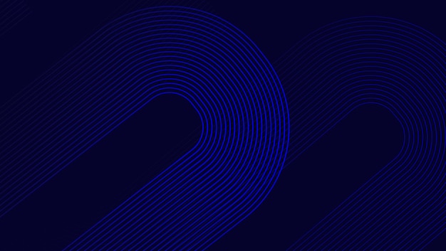 abstraktes kreisförmiges blaues Gradientenmuster minimalistische Linienkunst dunkler Hintergrunddesign gekrümmt l