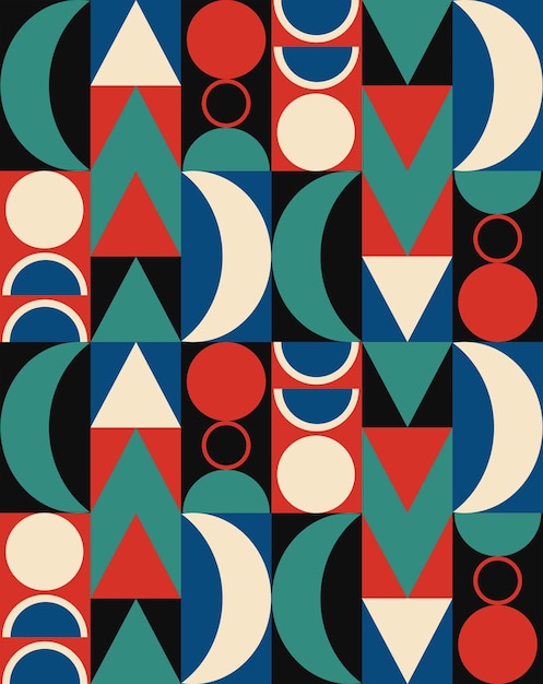 abstraktes Kubismus-Vektormusterdesign für moderne Kunst- und Grafikprojekte Neoplastizismus Bauhaus
