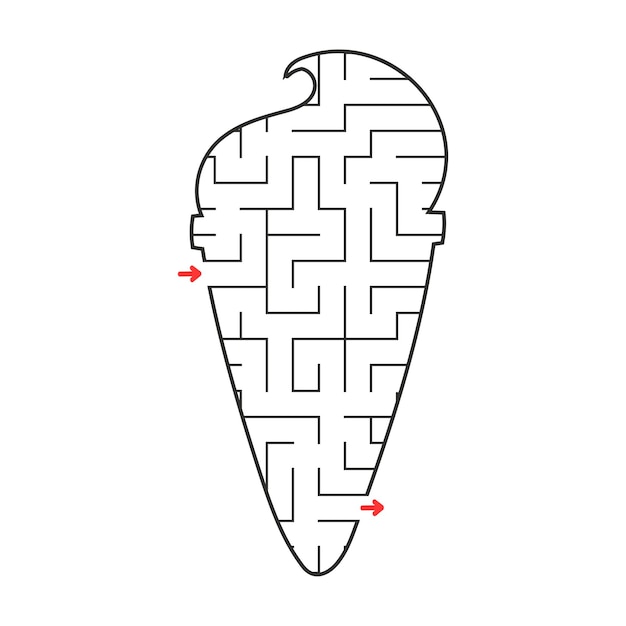 Vektor abstraktes labyrinth spiel für kinder puzzle für kinder labyrinth-rätsel finden sie den richtigen weg bildungsarbeitsblatt