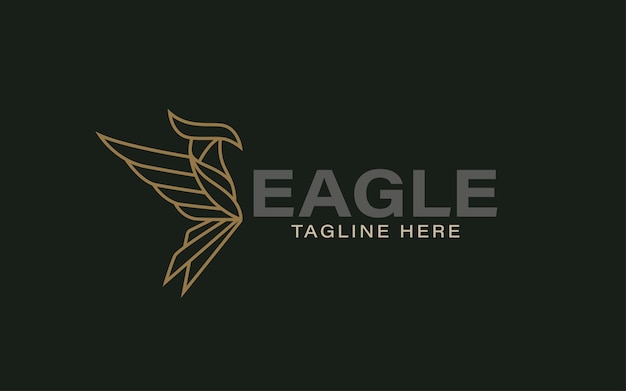 Abstraktes Logo-Design des Adler-Phönix-Vogels mit goldener Luxuslinienillustration