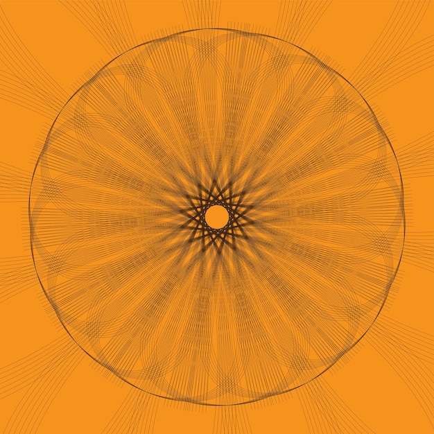 Abstraktes mandala-design mit orangefarbenem hintergrund