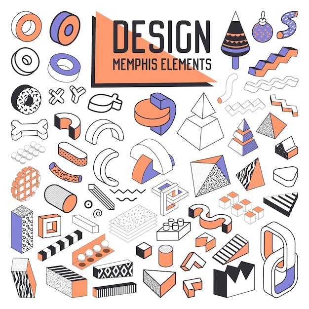 Abstraktes memphis style design elements set