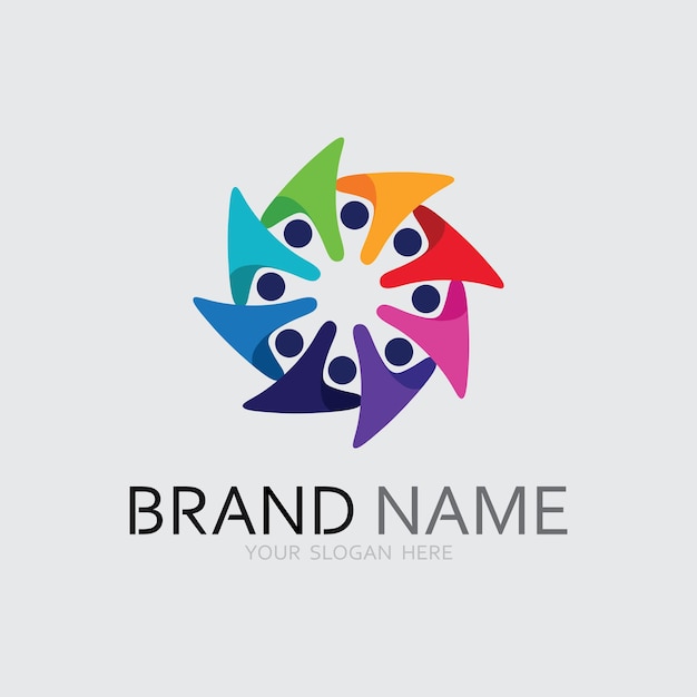 Abstraktes Menschen-Logo-Design Spaßvolle Menschengesunde Menschen SportGemeinschaft Menschen Symbol-Vektor-Illustration