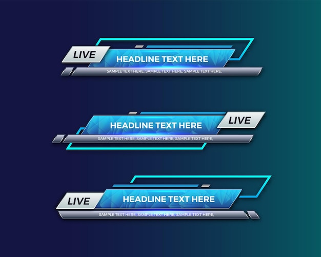 Abstraktes modernes geometrisches unteres drittes Banner-Schablonendesign für Rundfunk, Live, Streaming, Nachrichtenvideo, Schnittstellenschablone.