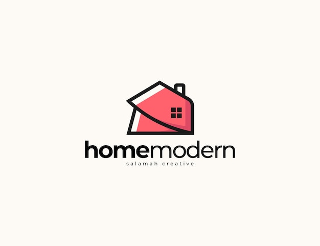 Abstraktes modernes haus mit home modern schriftzug logo-design-vorlage