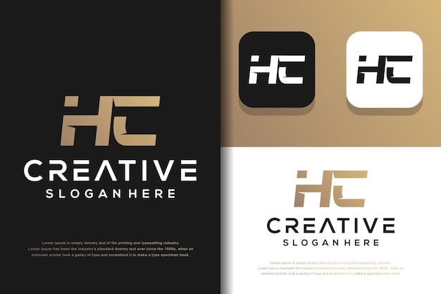 Abstraktes monogramm-buchstaben-hc-logo-design
