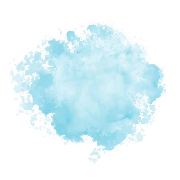 Abstraktes Muster mit blauer Aquarellwolke auf weißem Hintergrund. Cyan-Aquarell-Wasserspritzer-Textur. Vektorpastellfarbfleck. Blauer Aquarellhintergrund