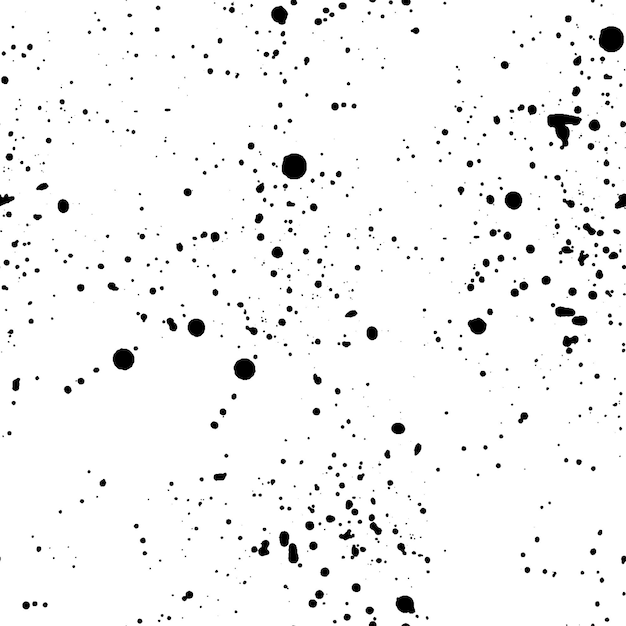Vektor abstraktes nahtloses muster mit schwarzen tintenspritzern auf weißem hintergrund. vektor-illustration.