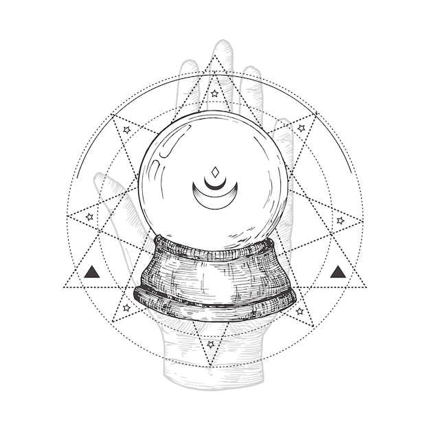 Abstraktes okkultes symbol, weinlesestil-logo oder tätowierung