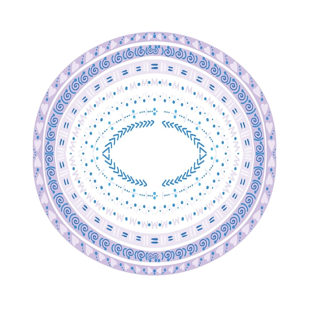 Abstraktes ornament im kreis dekoratives gestaltungselement ornamentale form im ethnischen stil auf weißem hintergrund