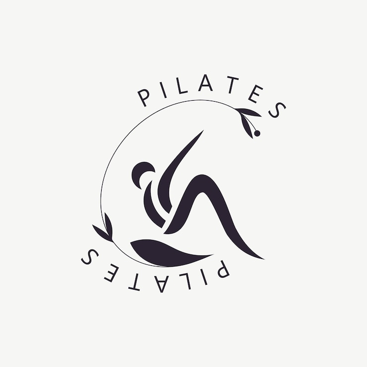 Vektor abstraktes pilates-logo, yoga-identität, körperbalance, vektor-monoline-design-vorlage, wellness-lebensstil