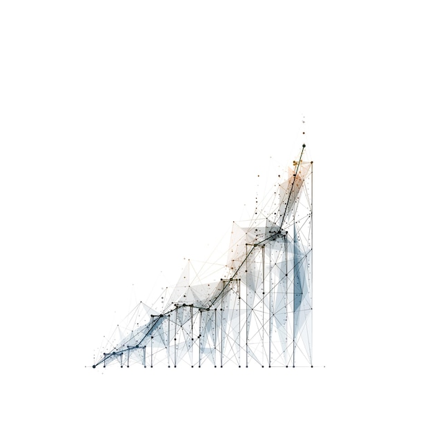 Abstraktes polygonales bild des wachstumsdiagramms auf weißem hintergrund