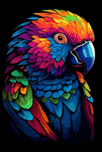 Vektor abstraktes porträt eines papageis aus bunten farben aquarell vogel