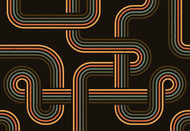 Abstraktes Retro-Streifenplakat der 1970er Jahre Halbton-Retro-Farbflachvektor-Hintergrundillustration
