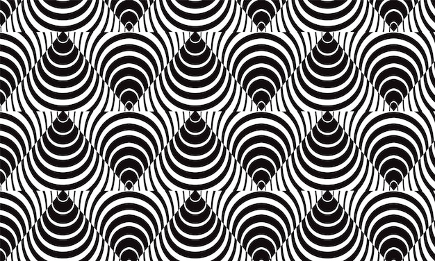 abstraktes schwarz-weißes geometrisches Muster mit den Händen in der Mitte