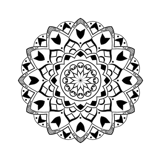 Abstraktes schwarz-weißes Mandala-Hintergrundmusterdesign mit islamischer Kunst-Mandala-Vorlage