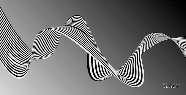 Abstraktes schwarz-weißes Streifenmuster Kunst abstraktes Hintergrundwellendesign Schwarz-Weiß Vorlage