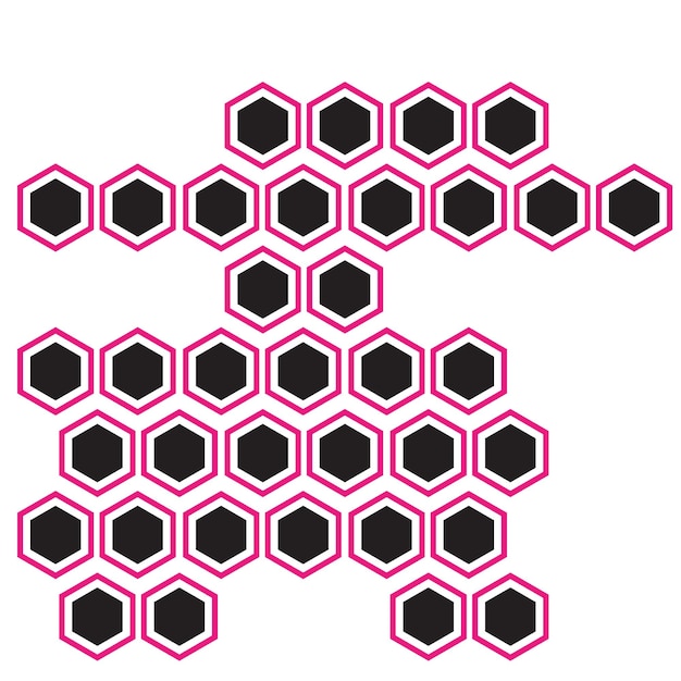 Abstraktes Sechseckmuster in Rosa und Schwarz