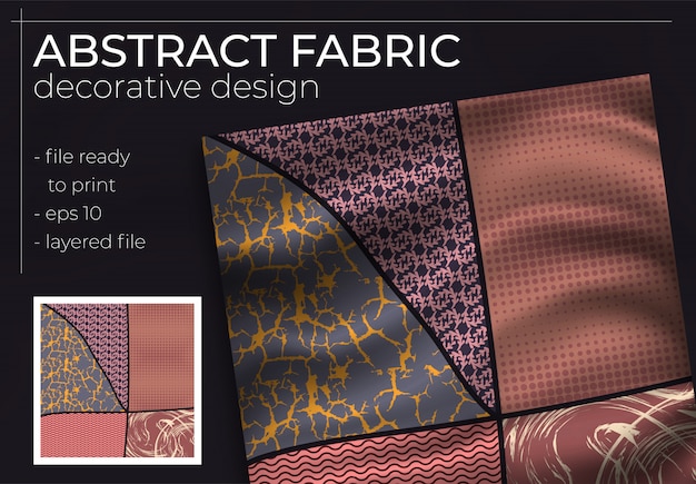 Vektor abstraktes seidenschal-design im quadrat für hijab-druck, seidenhalsschal oder kopftuch