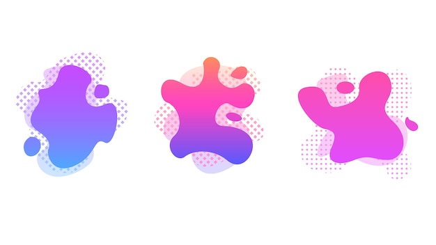 Abstraktes Set Flüssige Farbsammlung Geometrische Formen Flüssiger Farbverlauf Dynamische Elemente Banner-Logo
