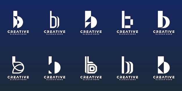 Abstraktes set monogramm buchstabe b logo-design