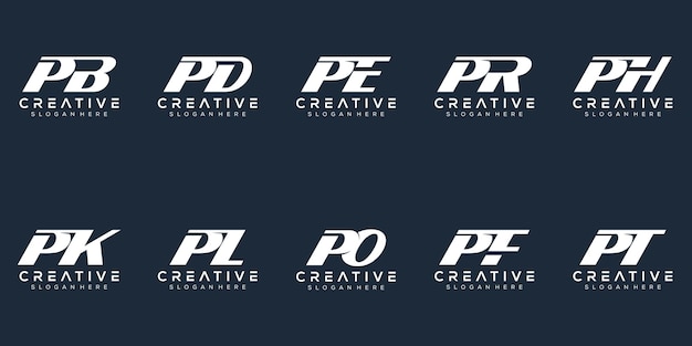 Abstraktes Set Monogramm Buchstabe p Logo-Design