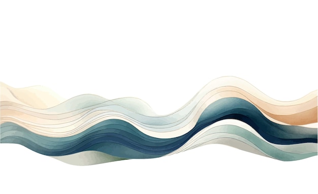 Abstraktes Teal und Sand Aquarell Wellen Hintergrund Aquarell Textur mit Linien