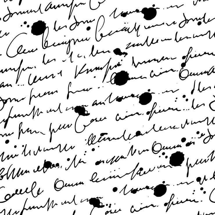 Vektor abstraktes text nahtloses muster nachahmung von schrift handgezeichneter tinte vektorbuchstaben handgeschriebener schrift mit flecken