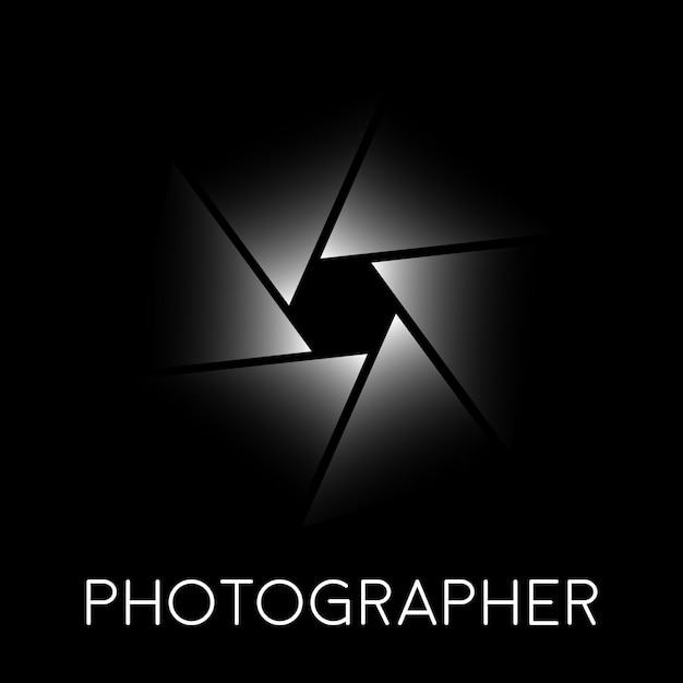 Abstraktes vektorzeichen fotografen diaphragma auf schwarzem hintergrund