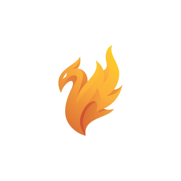 Abstraktes Vogel- und Feuerflammen-Phoenix-Logo-Symbol