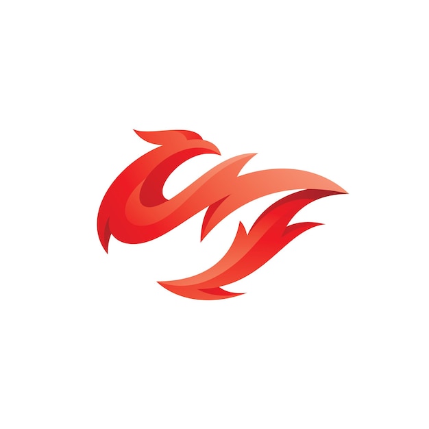 Abstraktes vogel- und feuerflammen-phoenix-logo-symbol