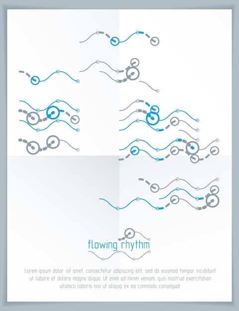 Abstraktes Wellenlinien-Rhythmusmuster zur Verwendung im Grafik- und Webdesign. Vektor-Technologie-Flyer-Vorlage.
