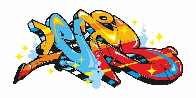 Abstraktes Wort lässt Graffiti-Art-Schriftart-Schriftzug-Vektor-Illustrations-Schablone zu