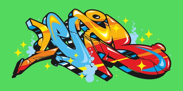 Abstraktes Wort lässt Graffiti-Art-Schriftart-Schriftzug-Vektor-Illustrations-Schablone zu